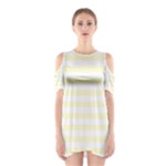 Horizontal Stripes - White and Cream Yellow Women s Cutout Shoulder Dress