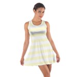 Horizontal Stripes - White and Cream Yellow Cotton Racerback Dress