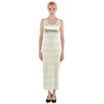 Horizontal Stripes - White and Cream Yellow Fitted Maxi Dress