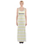 Horizontal Stripes - White and Cream Yellow Maxi Thigh Split Dress