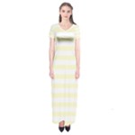 Horizontal Stripes - White and Cream Yellow Short Sleeve Maxi Dress