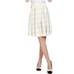 Horizontal Stripes - White and Cream Yellow A-Line Skirt