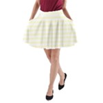 Horizontal Stripes - White and Cream Yellow A-Line Pocket Skirt