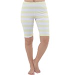 Horizontal Stripes - White and Cream Yellow Cropped Leggings