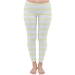 Horizontal Stripes - White and Cream Yellow Winter Leggings