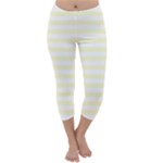 Horizontal Stripes - White and Cream Yellow Capri Winter Leggings