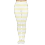 Horizontal Stripes - White and Cream Yellow Women s Tights