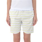 Horizontal Stripes - White and Cream Yellow Women s Basketball Shorts