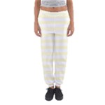 Horizontal Stripes - White and Cream Yellow Women s Jogger Sweatpants