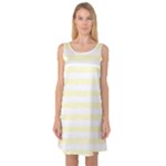 Horizontal Stripes - White and Cream Yellow Sleeveless Satin Nightdress