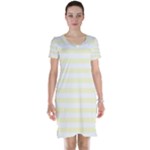 Horizontal Stripes - White and Cream Yellow Short Sleeve Nightdress