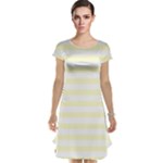 Horizontal Stripes - White and Cream Yellow Cap Sleeve Nightdress