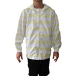 Horizontal Stripes - White and Cream Yellow Hooded Wind Breaker (Kids)