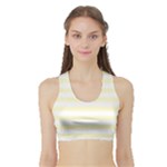 Horizontal Stripes - White and Cream Yellow Women s Sports Bra with Border