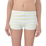 Horizontal Stripes - White and Cream Yellow Reversible Boyleg Bikini Bottoms