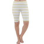 Horizontal Stripes - White and Blond Yellow Cropped Leggings