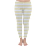 Horizontal Stripes - White and Blond Yellow Winter Leggings