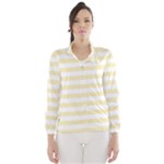 Horizontal Stripes - White and Blond Yellow Wind Breaker (Women)