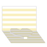 Horizontal Stripes - White and Blond Yellow Heart Bottom 3D Greeting Card (7x5)