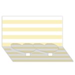 Horizontal Stripes - White and Blond Yellow Twin Heart Bottom 3D Greeting Card (8x4)