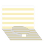 Horizontal Stripes - White and Blond Yellow Circle Bottom 3D Greeting Card (7x5)