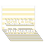 Horizontal Stripes - White and Blond Yellow YOU ARE INVITED 3D Greeting Card (7x5)