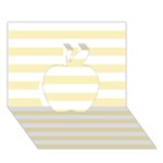 Horizontal Stripes - White and Blond Yellow Apple 3D Greeting Card (7x5)