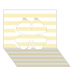 Horizontal Stripes - White and Blond Yellow Clover 3D Greeting Card (7x5)