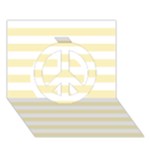 Horizontal Stripes - White and Blond Yellow Peace Sign 3D Greeting Card (7x5)