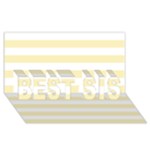 Horizontal Stripes - White and Blond Yellow BEST SIS 3D Greeting Card (8x4)