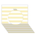 Horizontal Stripes - White and Blond Yellow Circle 3D Greeting Card (7x5)