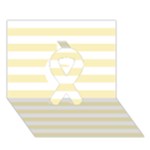 Horizontal Stripes - White and Blond Yellow Ribbon 3D Greeting Card (7x5)