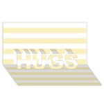 Horizontal Stripes - White and Blond Yellow HUGS 3D Greeting Card (8x4)