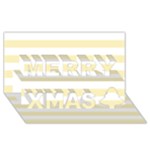 Horizontal Stripes - White and Blond Yellow Merry Xmas 3D Greeting Card (8x4)