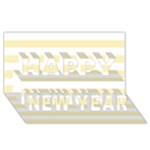 Horizontal Stripes - White and Blond Yellow Happy New Year 3D Greeting Card (8x4)