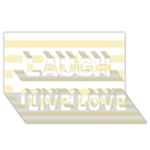 Horizontal Stripes - White and Blond Yellow Laugh Live Love 3D Greeting Card (8x4)