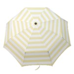 Horizontal Stripes - White and Blond Yellow Folding Umbrella