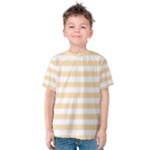 Horizontal Stripes - White and Navajo White Yellow Kid s Cotton Tee