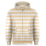 Horizontal Stripes - White and Navajo White Yellow Men s Zipper Hoodie