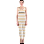 Horizontal Stripes - White and Navajo White Yellow OnePiece Catsuit