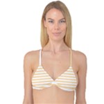 Horizontal Stripes - White and Navajo White Yellow Reversible Tri Bikini Top