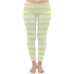 Horizontal Stripes - White and Pastel Yellow Winter Leggings