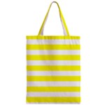 Horizontal Stripes - White and Yellow Zipper Classic Tote Bag