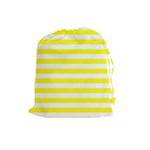 Horizontal Stripes - White and Yellow Drawstring Pouch (L)