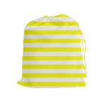 Horizontal Stripes - White and Yellow Drawstring Pouch (XL)