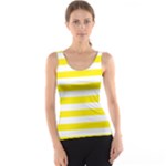 Horizontal Stripes - White and Canary Yellow Tank Top