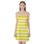 Horizontal Stripes - White and Canary Yellow Satin Night Slip