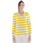 Horizontal Stripes - White and Gold Yellow Wind Breaker (Women)