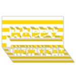 Horizontal Stripes - White and Gold Yellow Happy New Year 3D Greeting Card (8x4)