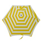 Horizontal Stripes - White and Gold Yellow Mini Umbrella